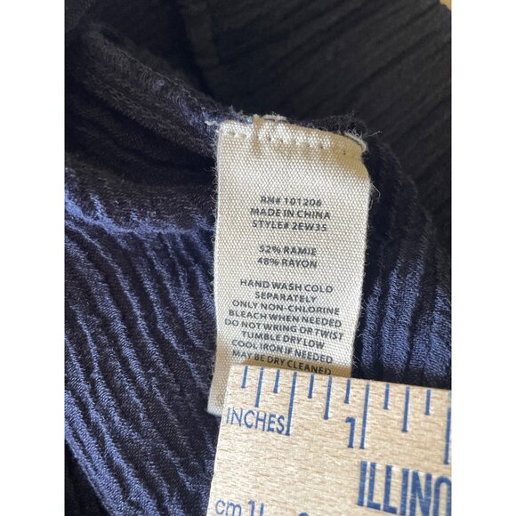 Soft Surroundings Oceo Gauze Wide Leg Pants Womens M Navy Wide Leg Button Detail - Picture 4 of 9